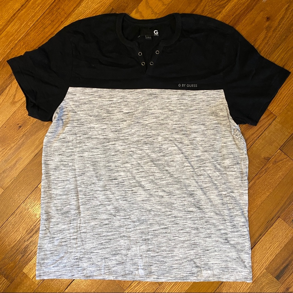 G by Guess Men Black Grey Short Sleeve Shirt Size L